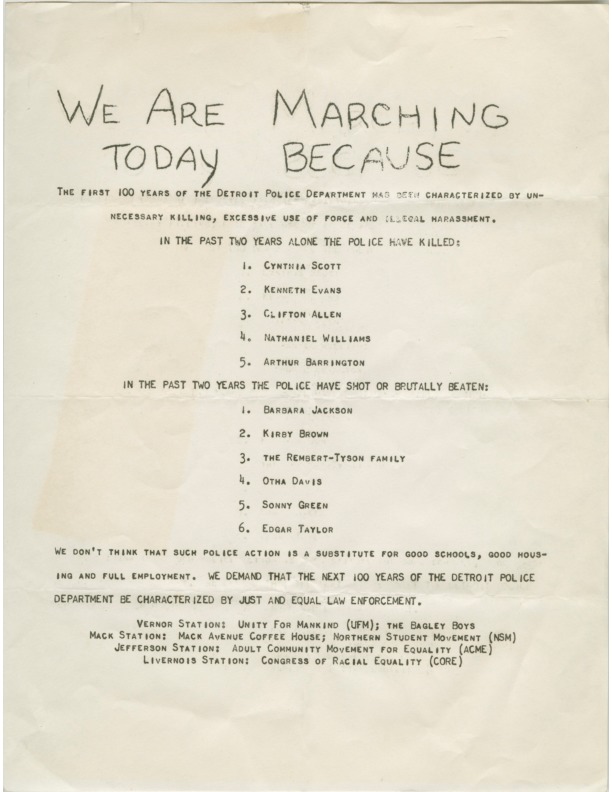 Flyer, police brutality demonstration, 1965