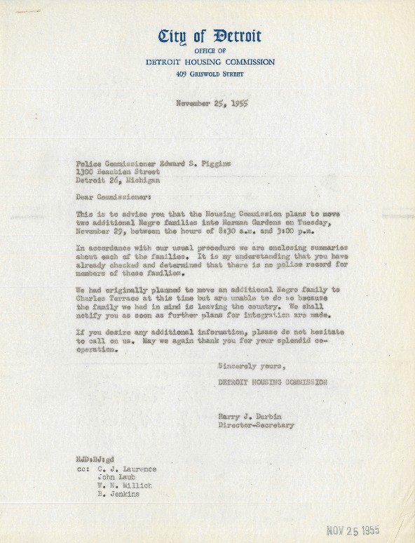 Letter from Harry J. Durbin to Edward S. Piggins, November 25, 1955