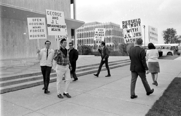 New Detroit Committee. Detroit Area Leaders Form Committee to Combat Conditions that Led to Race Riot of July 1967. Picketers.