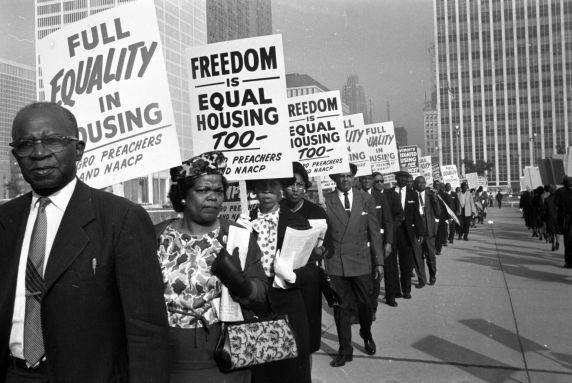 NAACP, Pickets, Housing Discrimination, Detroit, 1963.