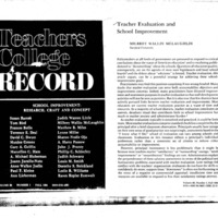 Teacher Evaluation and School Improvement